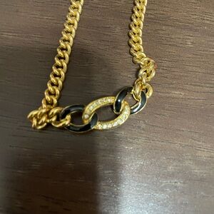 Dior Gold and Black Necklace with Crystal Accents